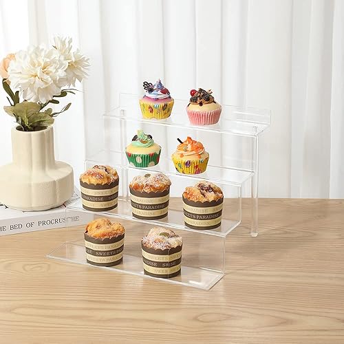 Vista 11 de ihomecooker Soportes acrílicos para exhibición, 4 niveles negros para cupcakes, perfumes, colonia, Funko, Pop, soporte de exhibición, estante