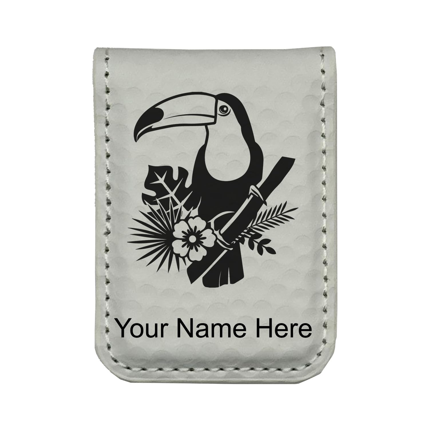 LaserGram Slim Magnetic Money Clip, Toucan, Personalized Engraving Included (Golf White)