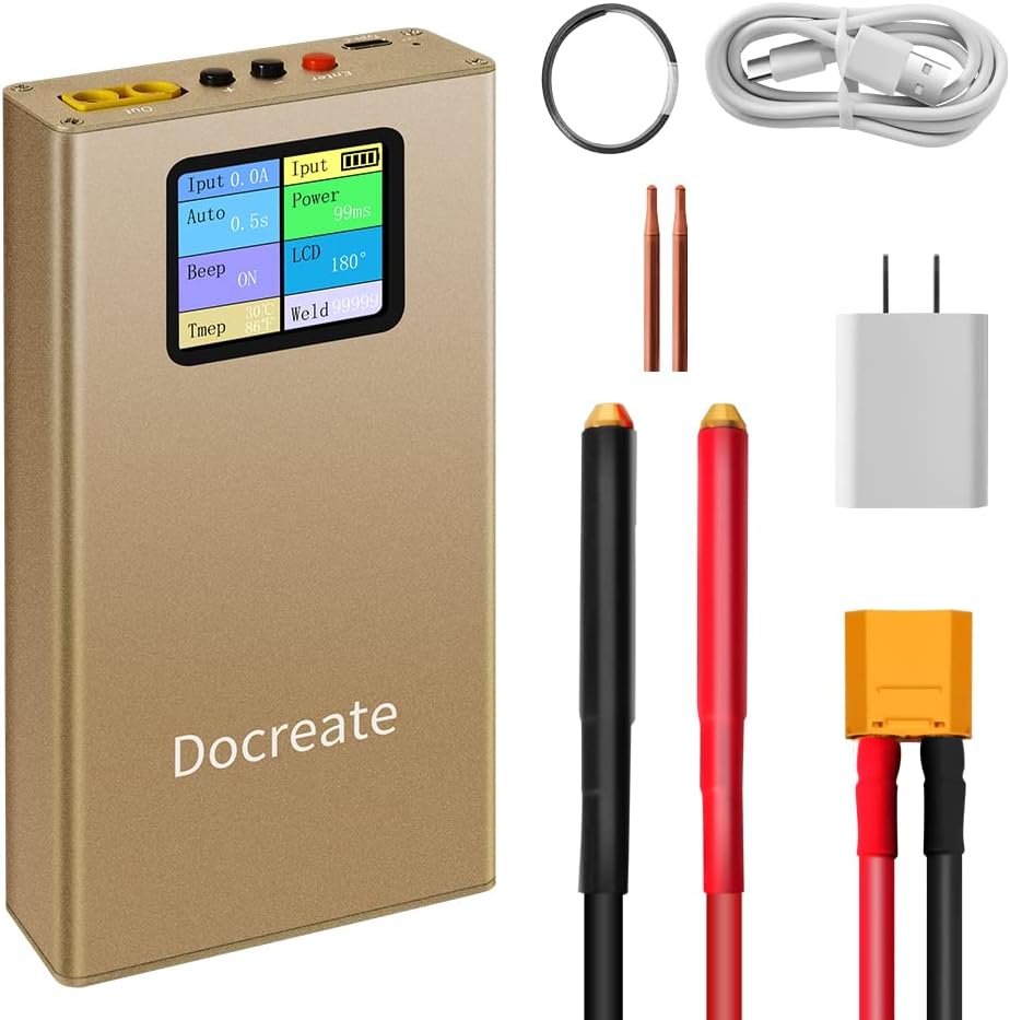Spot Welder, Docreate 10000mAh Mini 18650 Battery Spot Welder with LCD