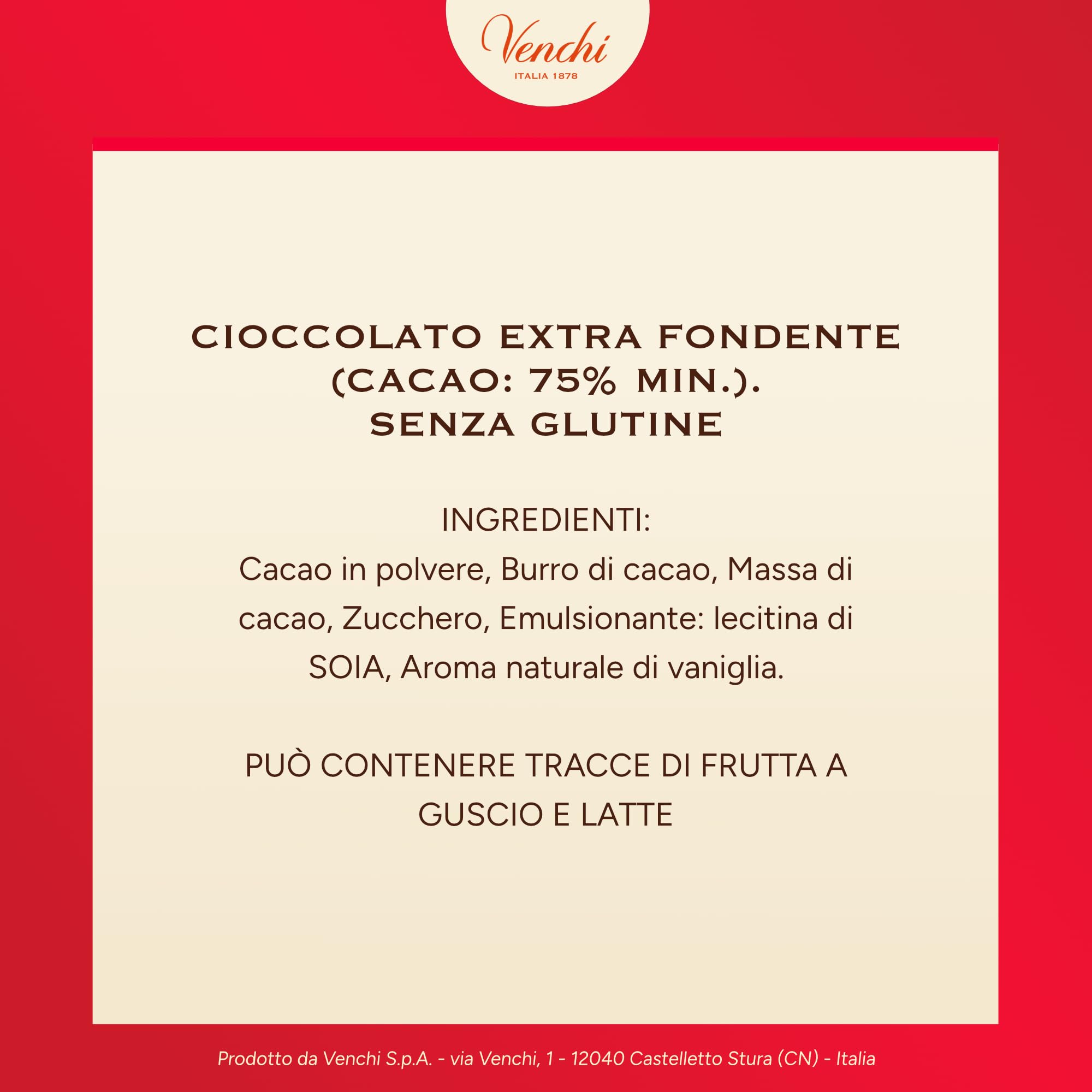 Venchi - Cioccolatini a Forma di Cuore, Extra Fondente, 1 Kg, Vegano, Senza Glutine, Senza Coloranti e Conservanti, Idea Regalo Festa della Mamma