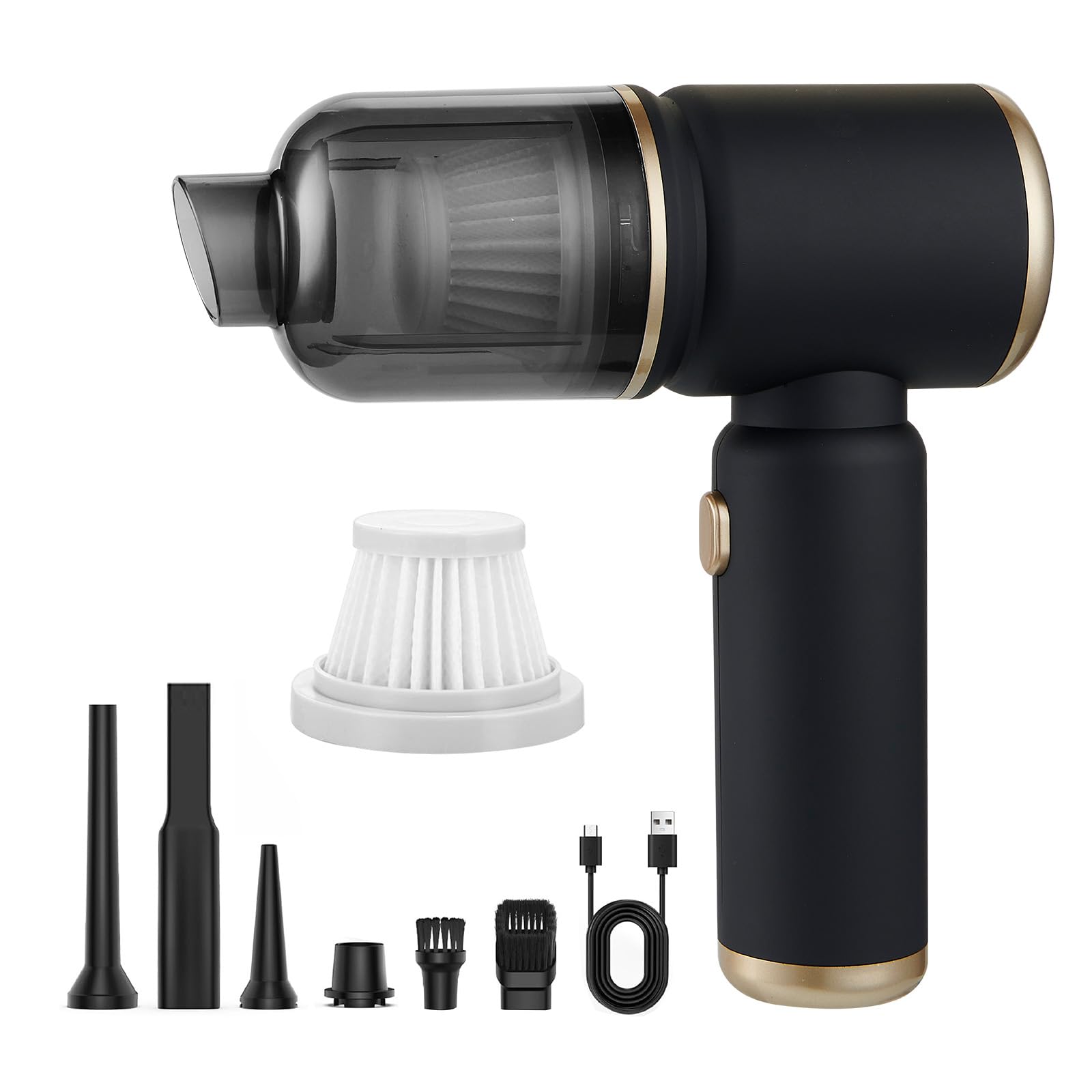 Aspiradora portátil de mano para automóvil, inalámbrica, mini aspiradora 4 en 1 de alta potencia, succión de 12000 Pa, plumero de aire, 4000 mAh, motor sin escobillas de 80 W, boquillas