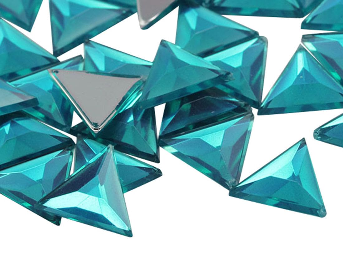 Allstarco Blue Zircon .Bz 13Mm Flat Back Triangle Acrylic Rhinestones Plastic Gems Plastic Costume Jewels Embelishments - 50 Pieces (Blue Zircon .Bz)