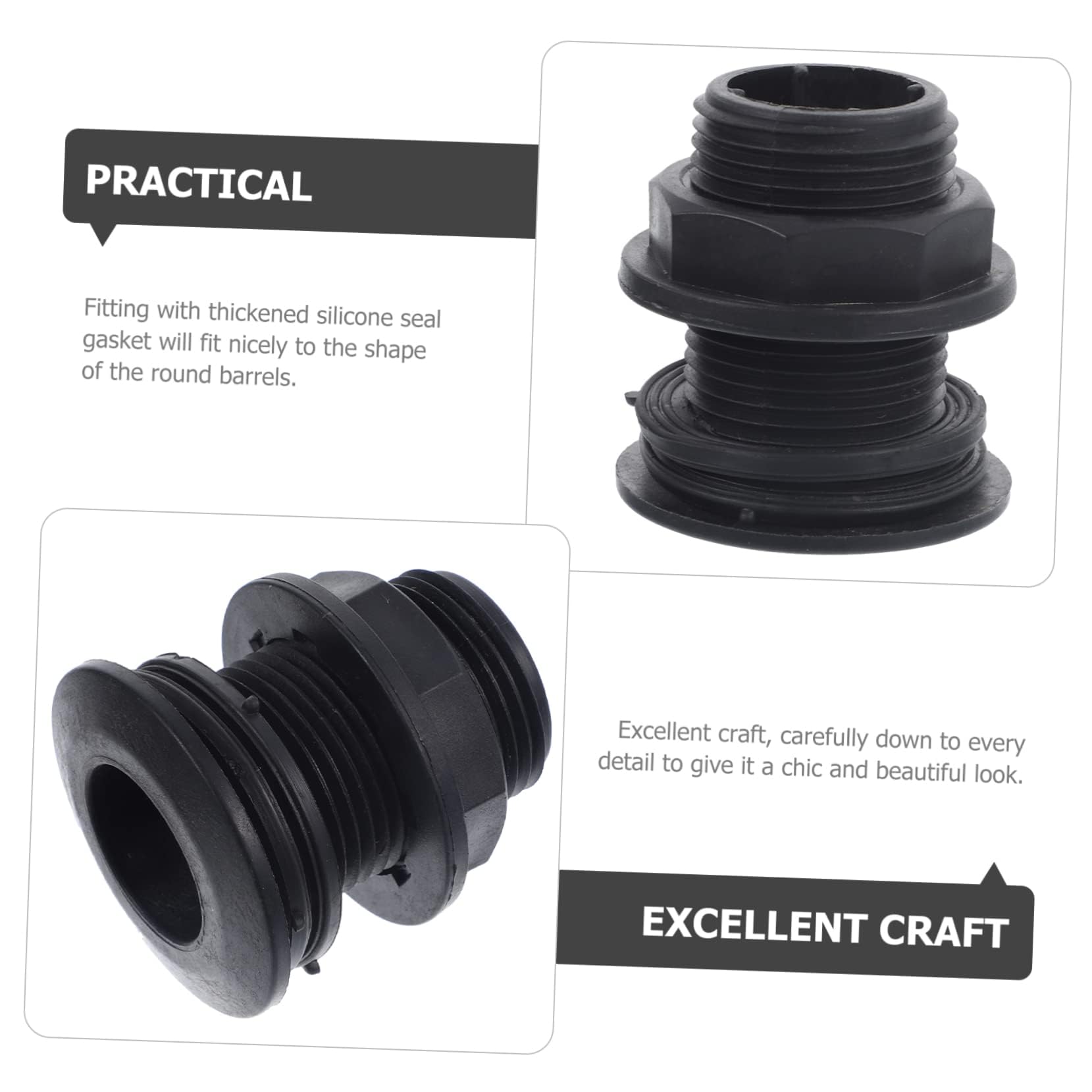 STOBAZA 5pcs 1 Inch Bulkhead Fitting Replacement Garden Hose Repair Connector for Aquarium Overflow Box