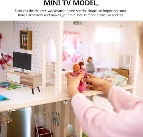 Miniatura 5 de Toyvian Casa de muñecas a escala 1/12, casa de muñecas en miniatura, TV, sala de estar, televisión, mini gabinete de televisión, muebles para casa