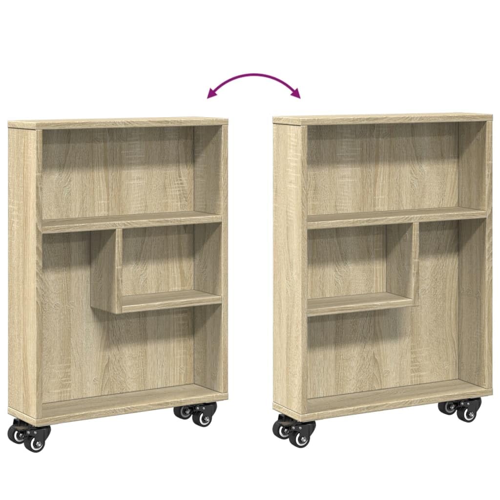 vidaXL Chariot de Rangement étroit Chêne Sonoma 48 x 13 x 68 cm Bois d'ingénierie