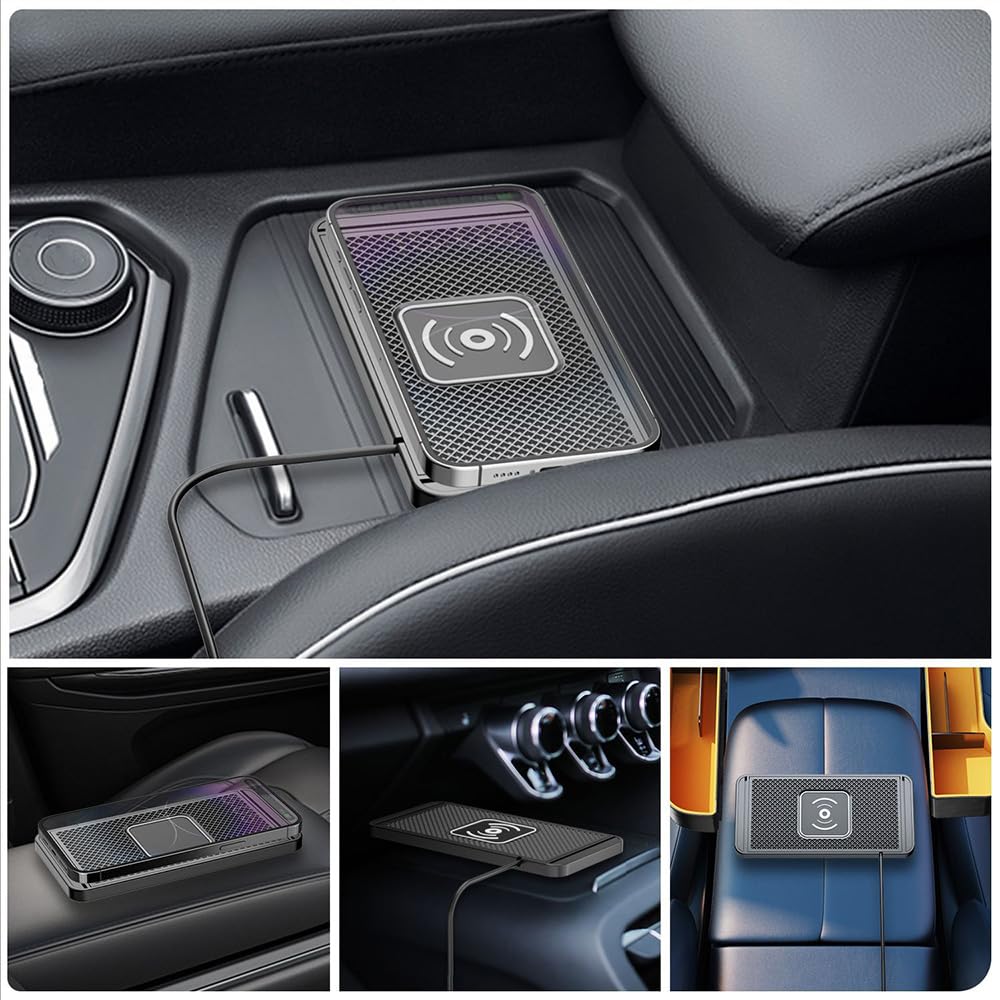 Cargador Inalambrico Coche para Peugeot Hoggar Landtrek 2010-2025, 15W Base Carga Inalámbrica Auto Estable y Compacto,A-1m Cable USB Plug