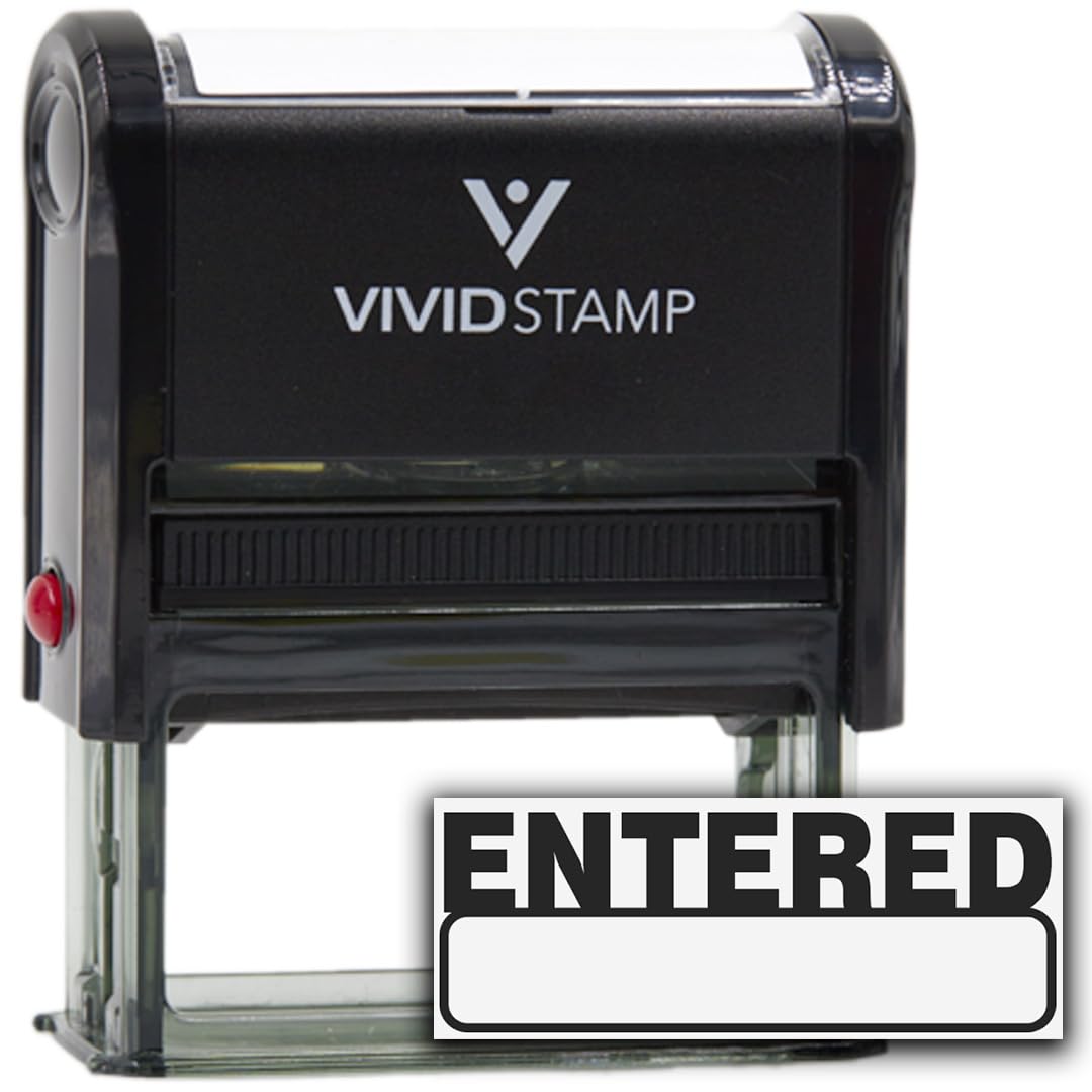 Basic Entered Self Inking Rubber Stamp (Black Ink) - Medium