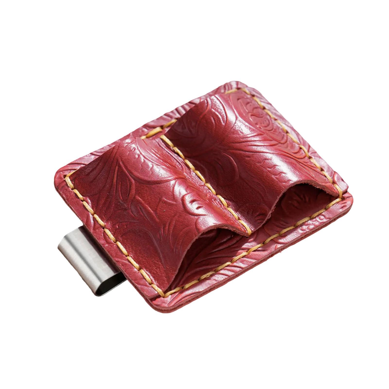 XuQiZZpp Notebook Leather Pen Clip Holder Leather Pencil Holder with Pocket Clip Double Slot Pen Clip Holder for Journal Planner