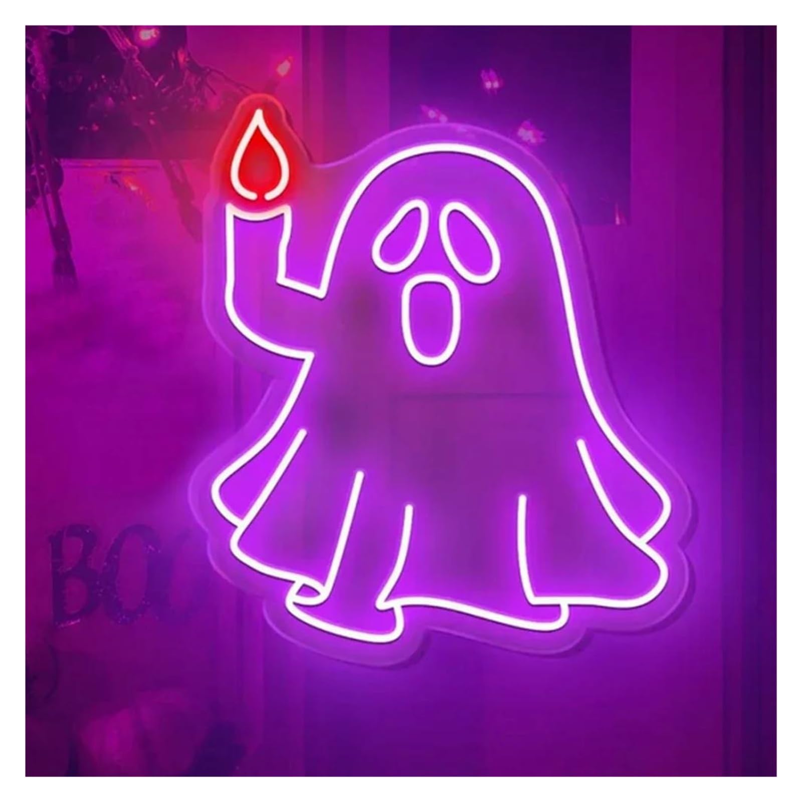 SHOUXI Sign Lamp Ghost Pumpkin Neon Sign Wall Decor Light for Living Room Bedroom Party Bar Club Dimmable Lamp(D)
