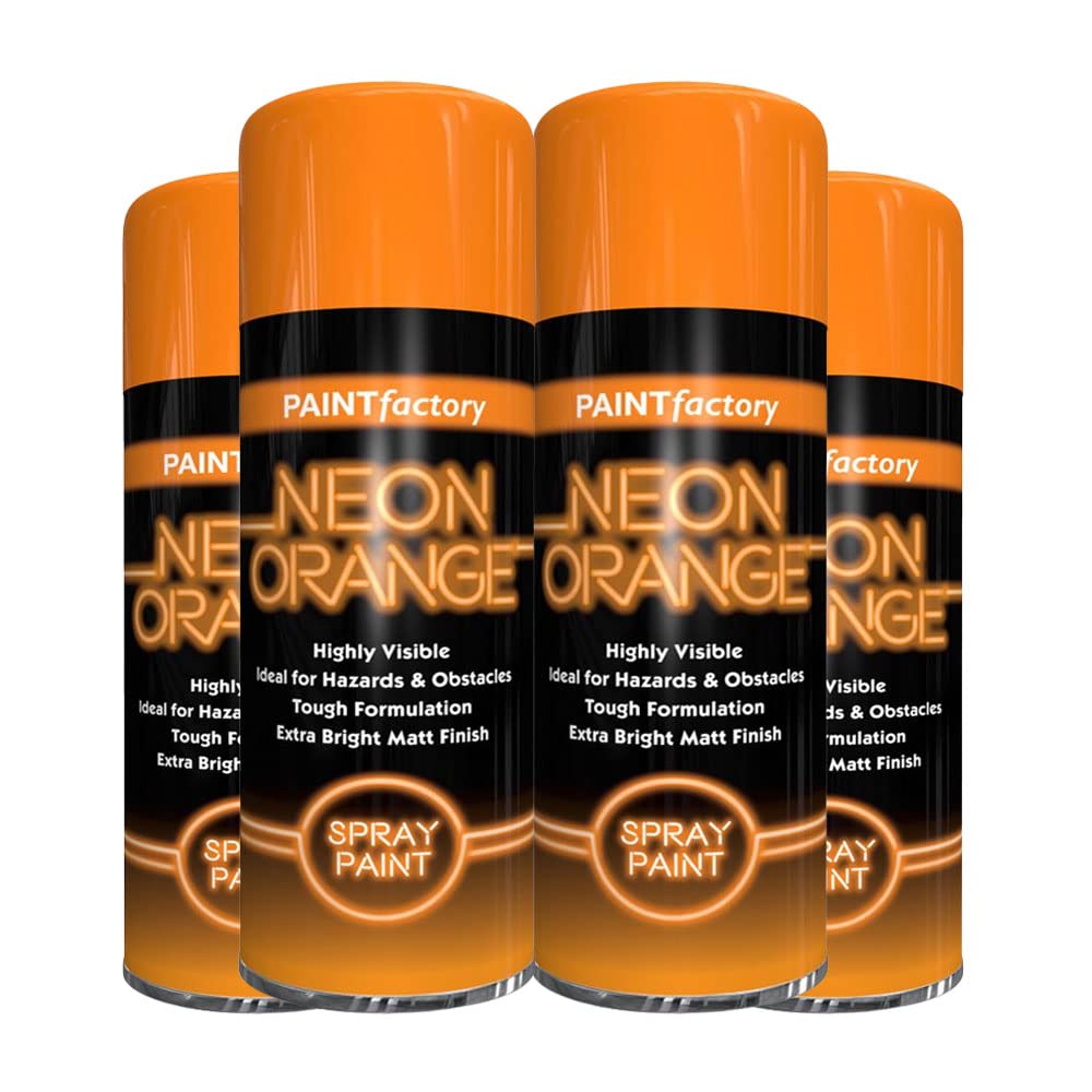 Classic Signature Orange - 4 X Neon Spray Paint 400Ml Fluorescent Bright Aerosol Extra Bright Graffiti (Banksey) Paint Assorted Colour