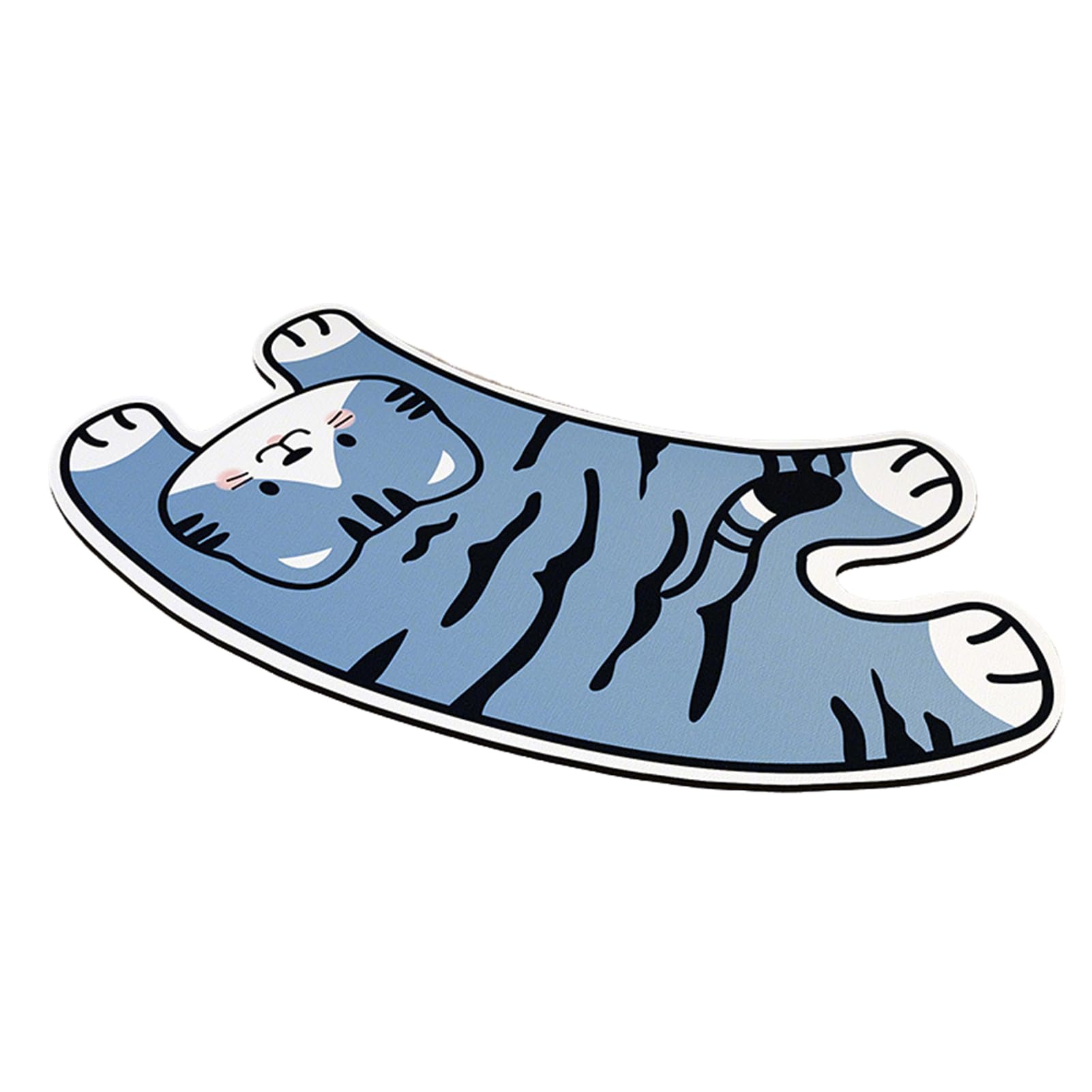 Curved Bath Mat, Non Slip Quick Dry Corner Shower Mat, 45X100CM Diatom Mud Magic Absorbent Bathroom Mats for RV Bathroom and Home Quadrant Shower Cubicle (Cat)