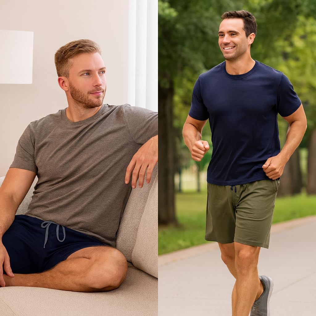 Hanes Men’s Sleep Shorts 2 Pack - Cotton, 7.5" Inseam, Athletic, Pajamas, Soft Loungewear, Pantalones Cortos - Image 2