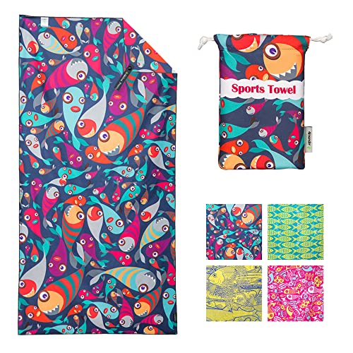 4Monster Toalla de playa de microfibra de secado rápido, súper absorbente y ligera para nadadores, sin arena, toalla de playa para piscina, natación, deportes acuáticos (02, XL, 198,1 x 89,9 cm)