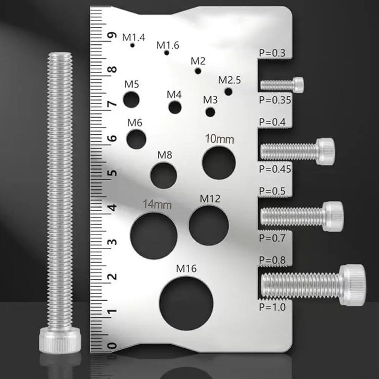 Bolt Size Finder - Bolt Thread Pitch Checker | Thread Pitch Gauge,metric Bolts And Nut Identifier,easy-To-Read Threads Gauge Ruler For Woodworking, Mechanical, Workshop, Automotive, Metalworking, Gara