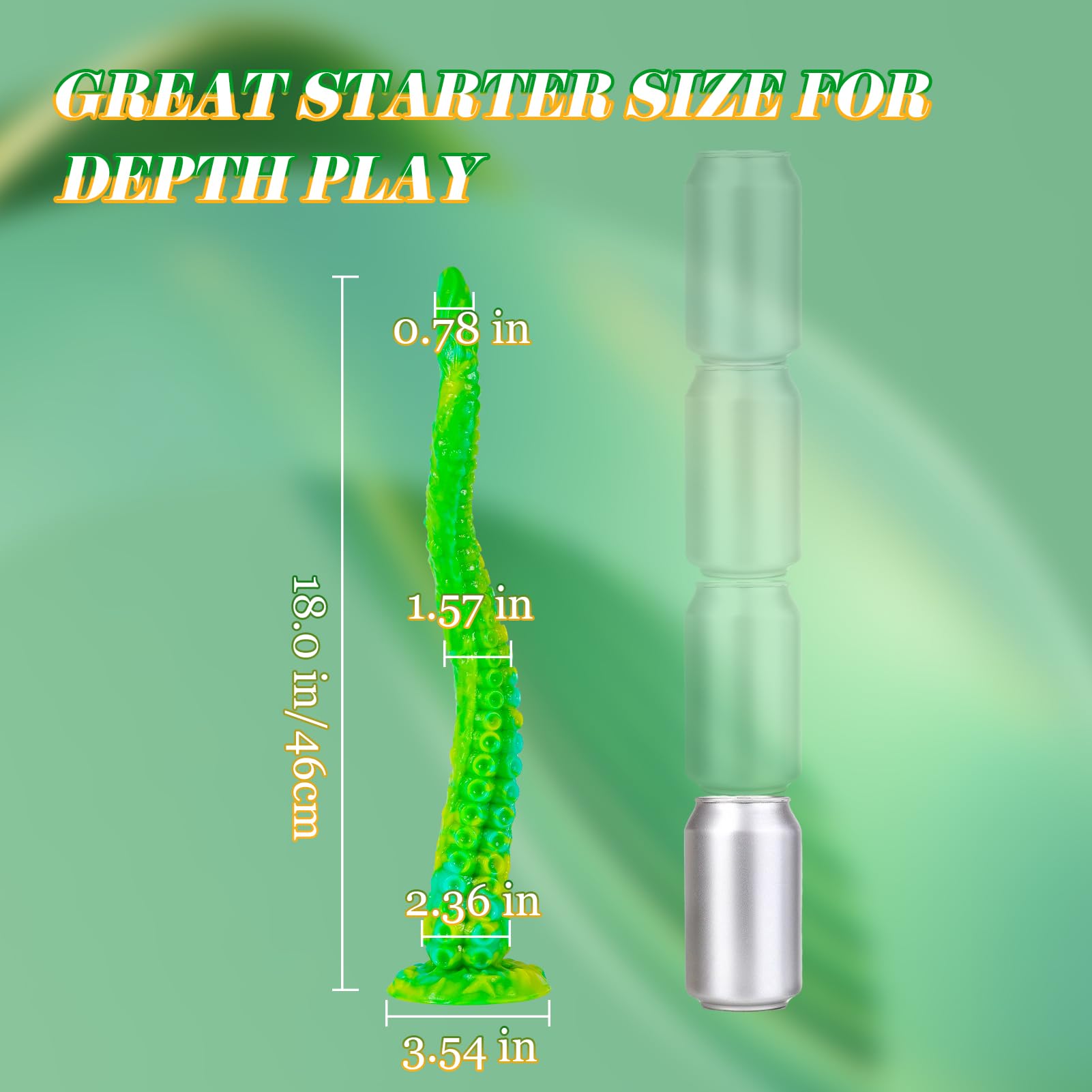 Long Tentacle Dildo Anal Toys: 18" Luminous Monster Dragon Dildo with Suction Cup, Liquid Silicone Long Butt Plug Anal Dildo for Anal Training, Fantasy Anal Stretcher for Advancer: Medium--18 IN