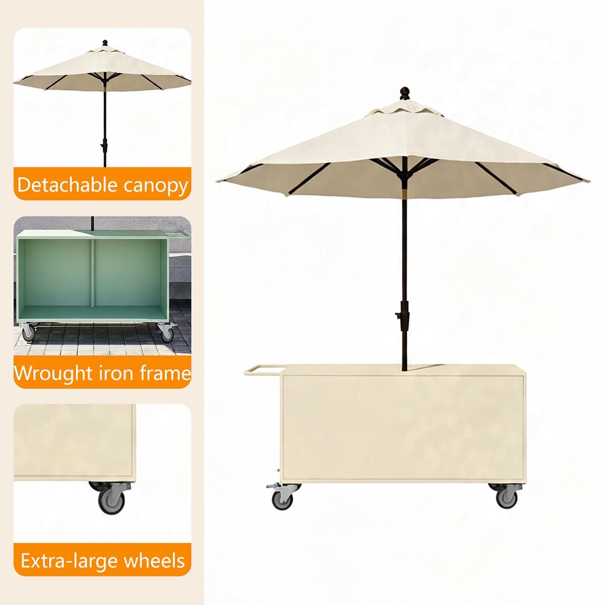 Carro de Venta Ambulante con Toldo Desmontable para Ferias y Mercados | Carro de Hierro Reforzado, Ruedas 360°, Toldo Desmontable para Mercados, Ferias y Street Food(Pink,L 120CM/47.2IN)