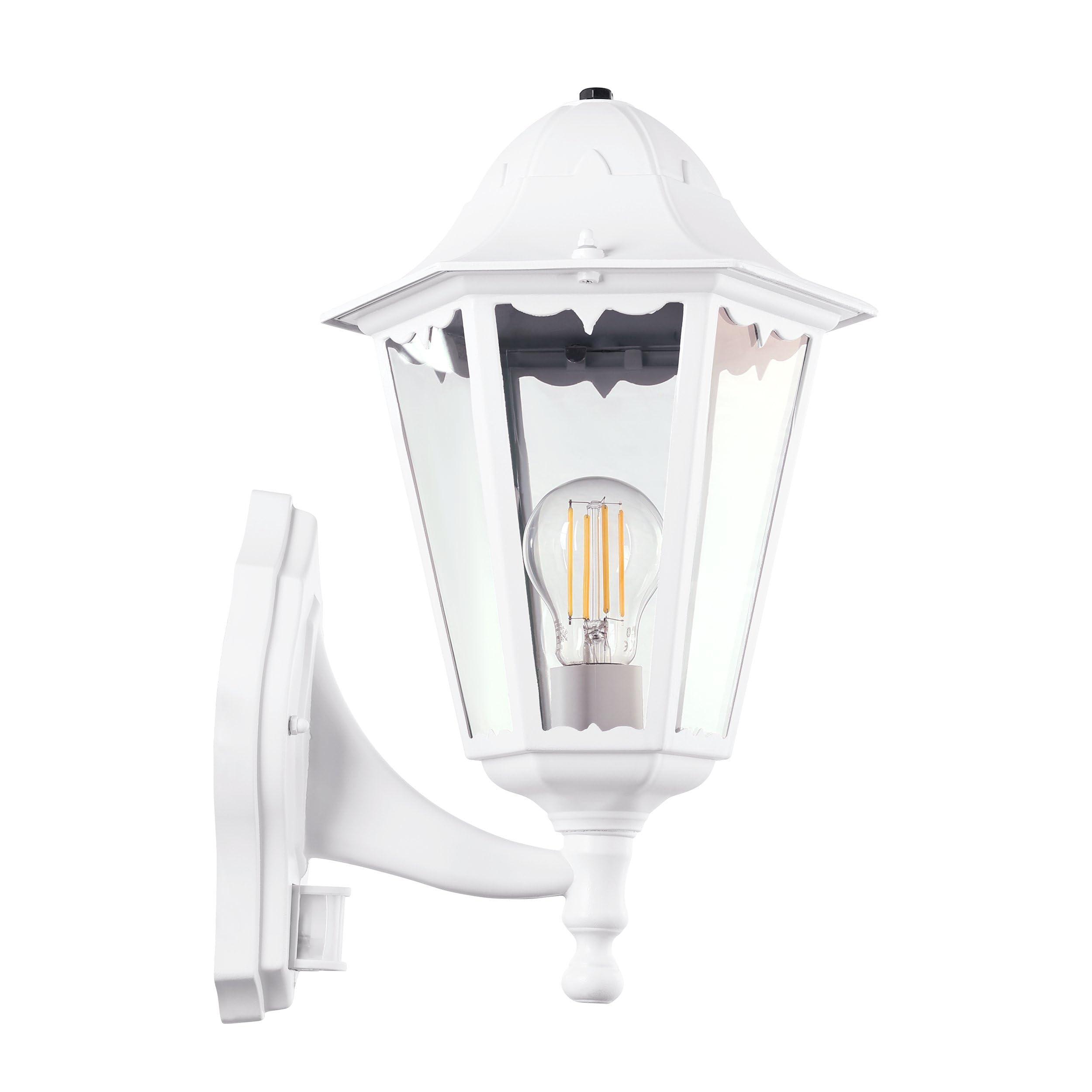 EGLO Außen-Wandlampe Navedo, 1 flammige Außenleuchte inkl. Bewegungsmelder | Sensor-Wandleuchte aus Aluguss und Glas, Farbe: Weiß, Fassung: E27, IP44