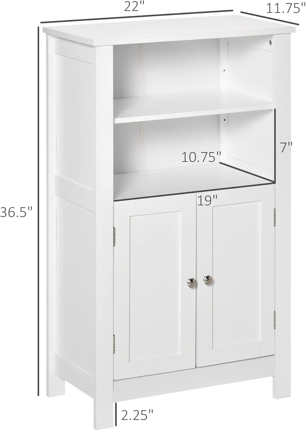 White MDF Living Room Cabinet with Adjustable Shelving