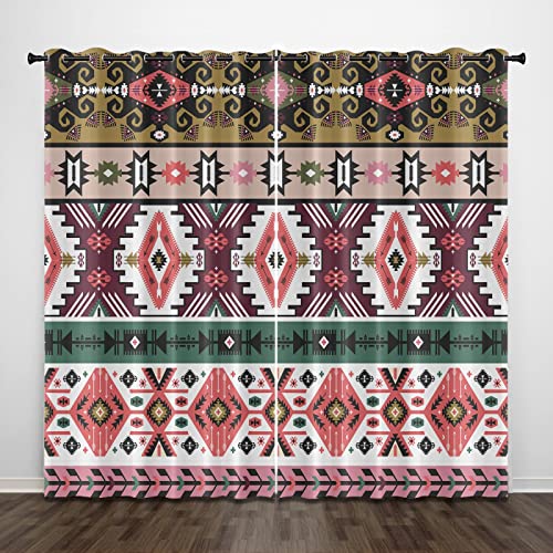 YINGD Rideaux Occultants, Bohême Style Ethnique Motif 200X214Cm Lot De 2 Rideaux Occultants,100% Polyester,Rideaux Enfants,Impression Numérique 3D,Rideau Occultant Thermiques,Rideau Chambre