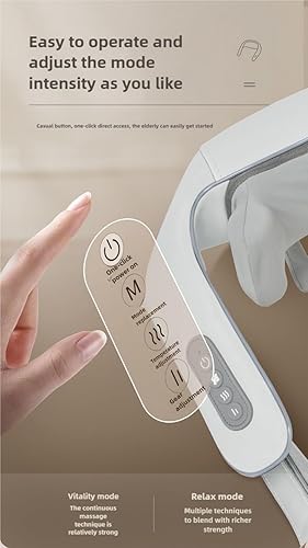 Miniatura 5 de Masajeador de trapecio para alivio del dolor de cuello, hombros y espalda, almohadilla térmica 3D con 2 modos de masaje, correa ajustable para uso