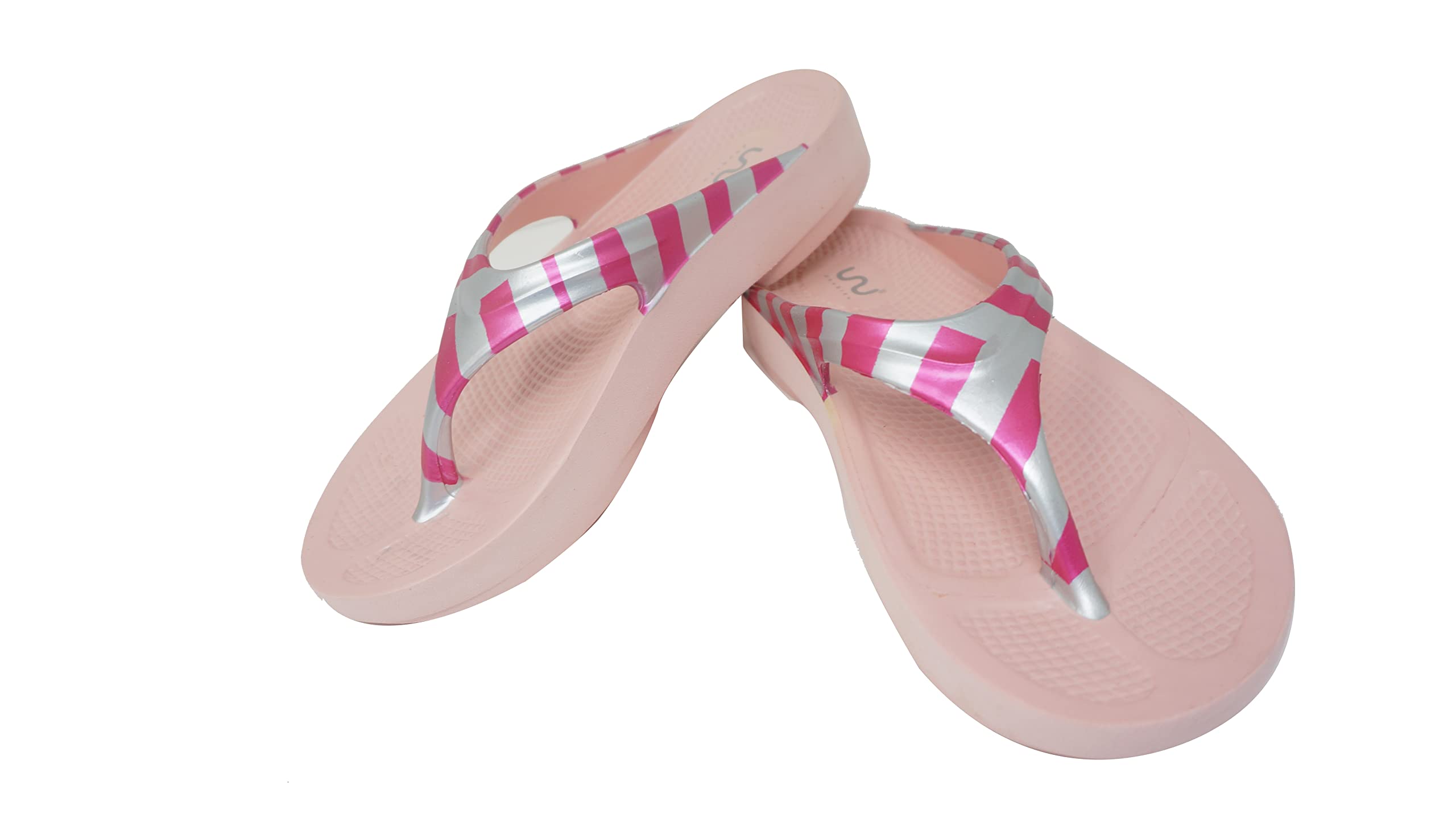 doubleu Recovery Slipper|Soft Doctor Anti-Skid Slipper for Women|Painted V shape Lite|Slides, Flip-Flops, Chappals|For Ladies and Girls(8,Pink+Pink+Silver) (B09J4WVG33) Amazon Price History, Amazon Price Tracker