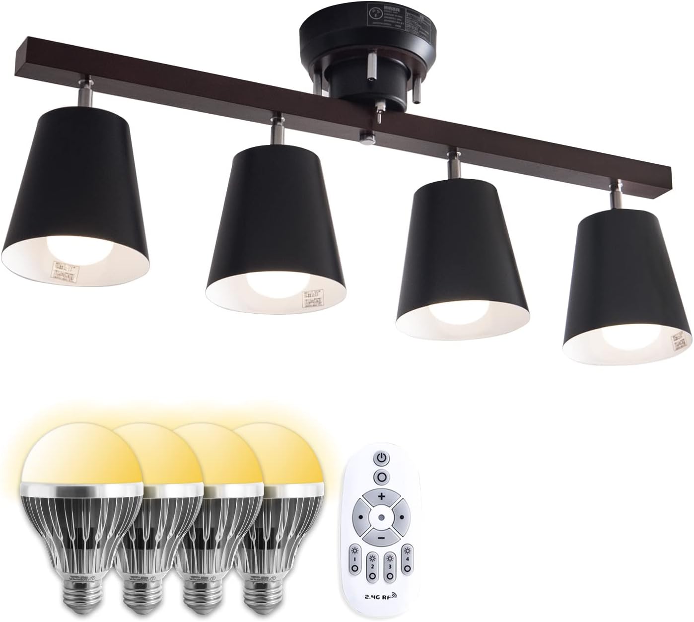 シーリングライト 4灯 調光 100w相当 明るい Led電球 リモコン付き 天然木 シーリング スポットライト 6畳 8畳 10畳 12畳 おしゃれ 北欧 リビング 天井 ダイニング 照明 照明器具 和室 寝室 Ocellus Bk St Finekagu 最大91 Offクーポン