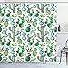 ABAKUHAUS Grün Duschvorhang, Mexikanischer Kaktus-Anlagen, Moderner Digitaldruck mit 12 Haken auf Stoff Wasser und Bakterie Resistent, 175 x 200 cm, Weiß Blass Rosa und Limettengrün