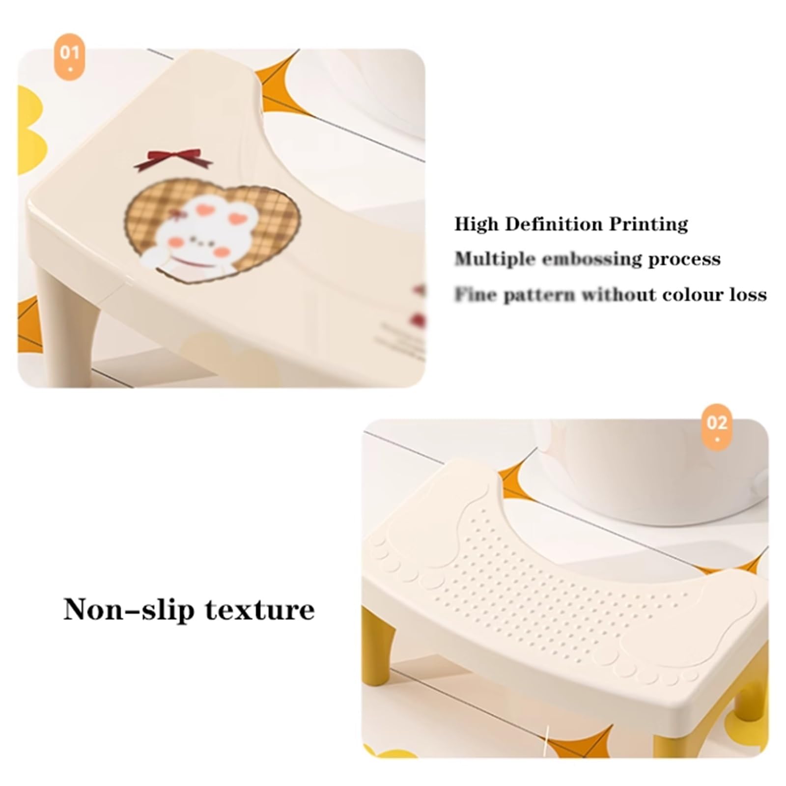 Töpfchenhocker for Kacken, Kunststoff, Badezimmer-Fußstützenhocker, einfache Aufbewahrung, rutschfester Toilettenhocker for Erwachsene, vielseitig einsetzbar, for Wohnzimmer, Eingangsbereiche(D)