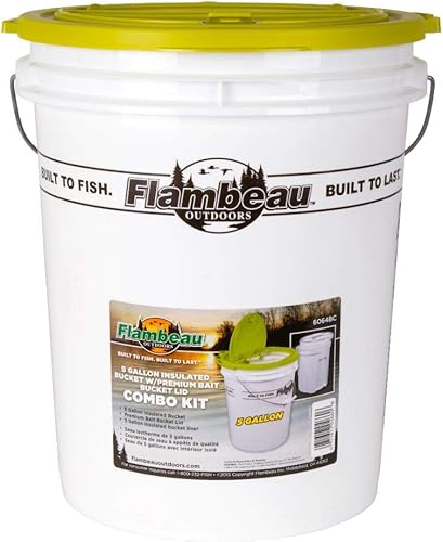 Flambeau Outdoors 6064BC - Cubo de cebo aislado de 5 galones con tapa premium, almacenamiento de pesca de cebo vivo, verde limablanco