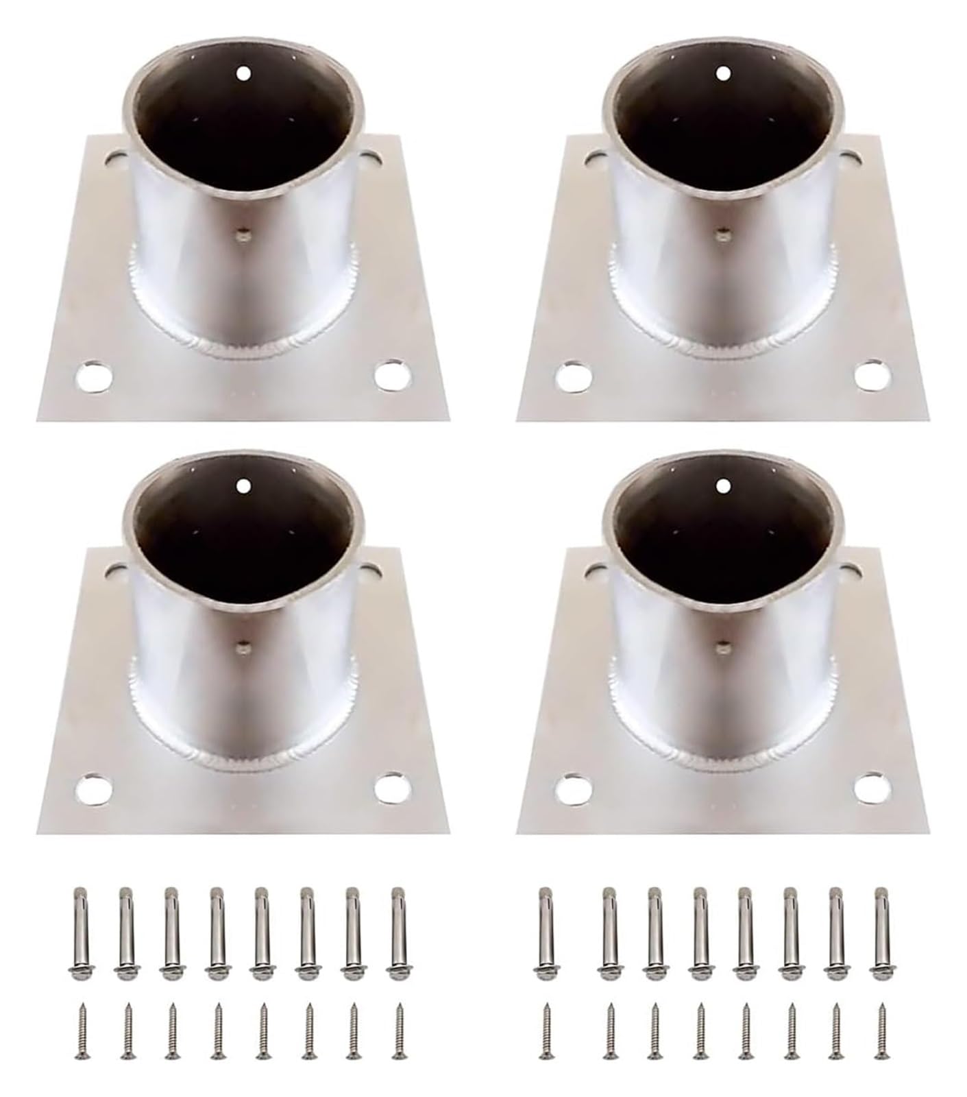 Fence Posts， Kit Antirust Post Anchor Outdoor Round Brackets Support for Fence, Mailbox, Deck, Pergola(4pcs,Diameter: 3.15in; H: 3.15in)