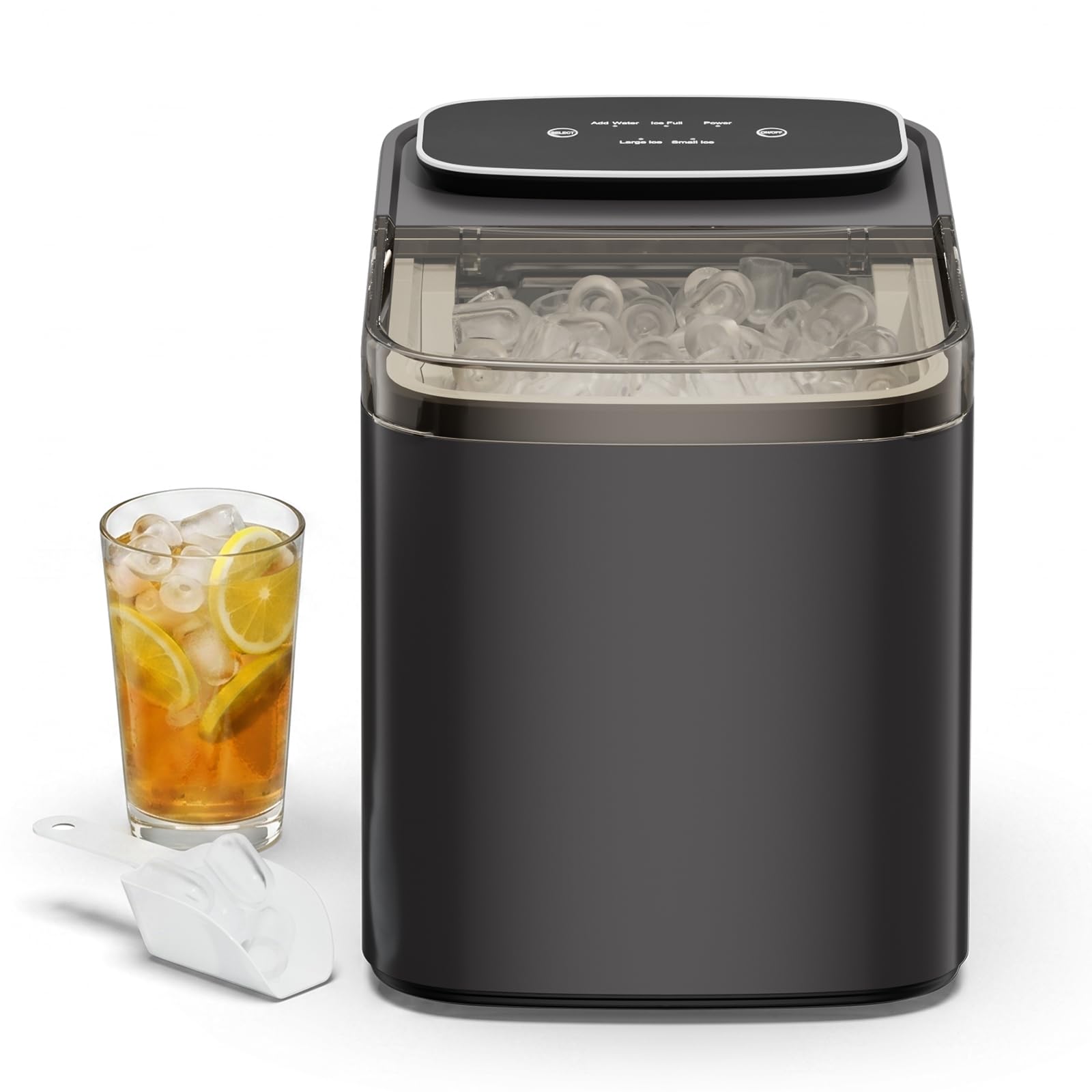 ROVSUN Macchina Ghiaccio 12kg/24h, Macchina Ghiaccio Casa 1.2L, 9 Cubetti in 6min, 2 Dimensioni, Ice Maker per Feste, Barbecue, Bar e Ristorante, 95W