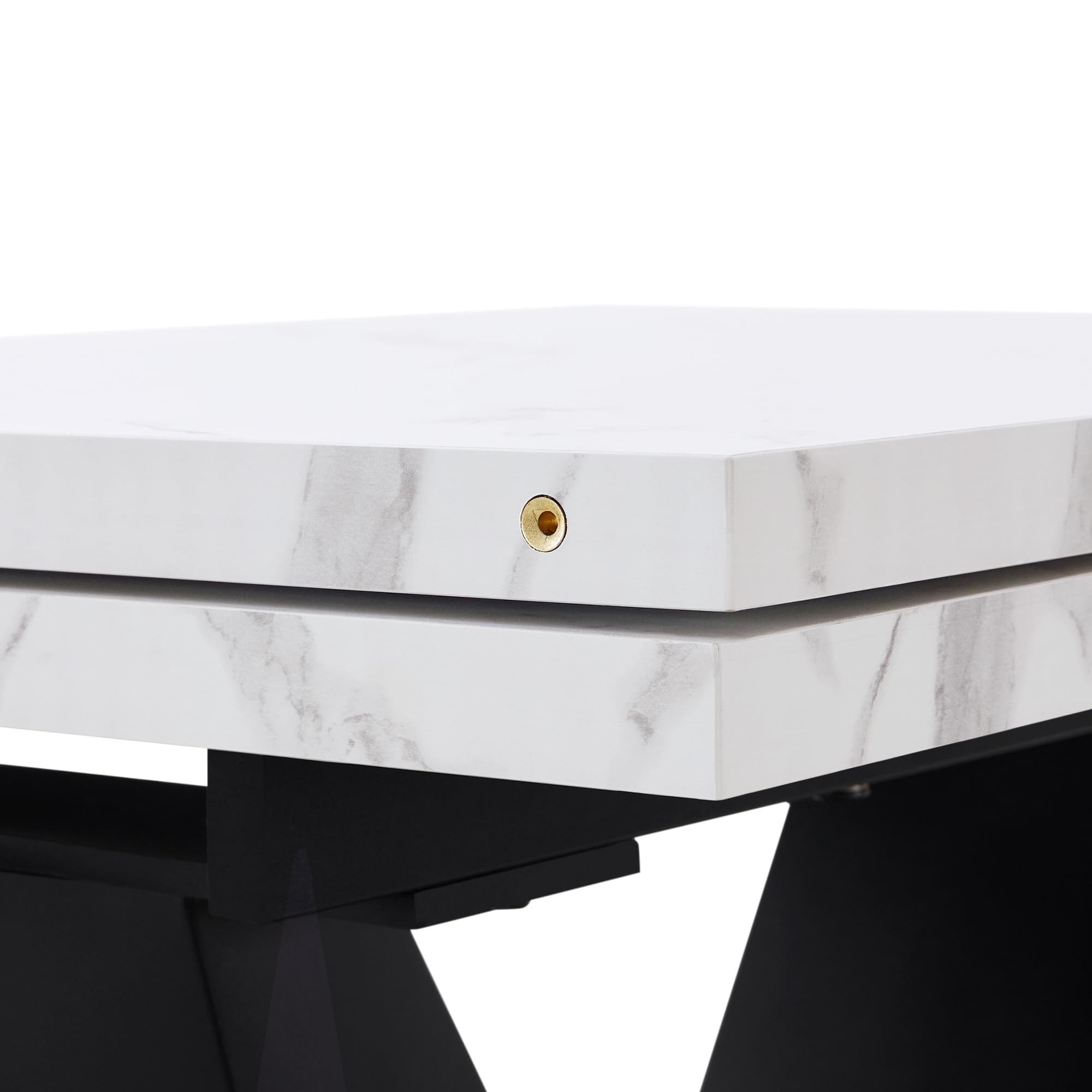 Idemon (99-159 × 75 cm), Mesa de comedor extensible, ahorra espacio, amplia superficie de trabajo, diseño flexible, adecuada para oficina en casa y sala de estar, tablero blanco con forma de V