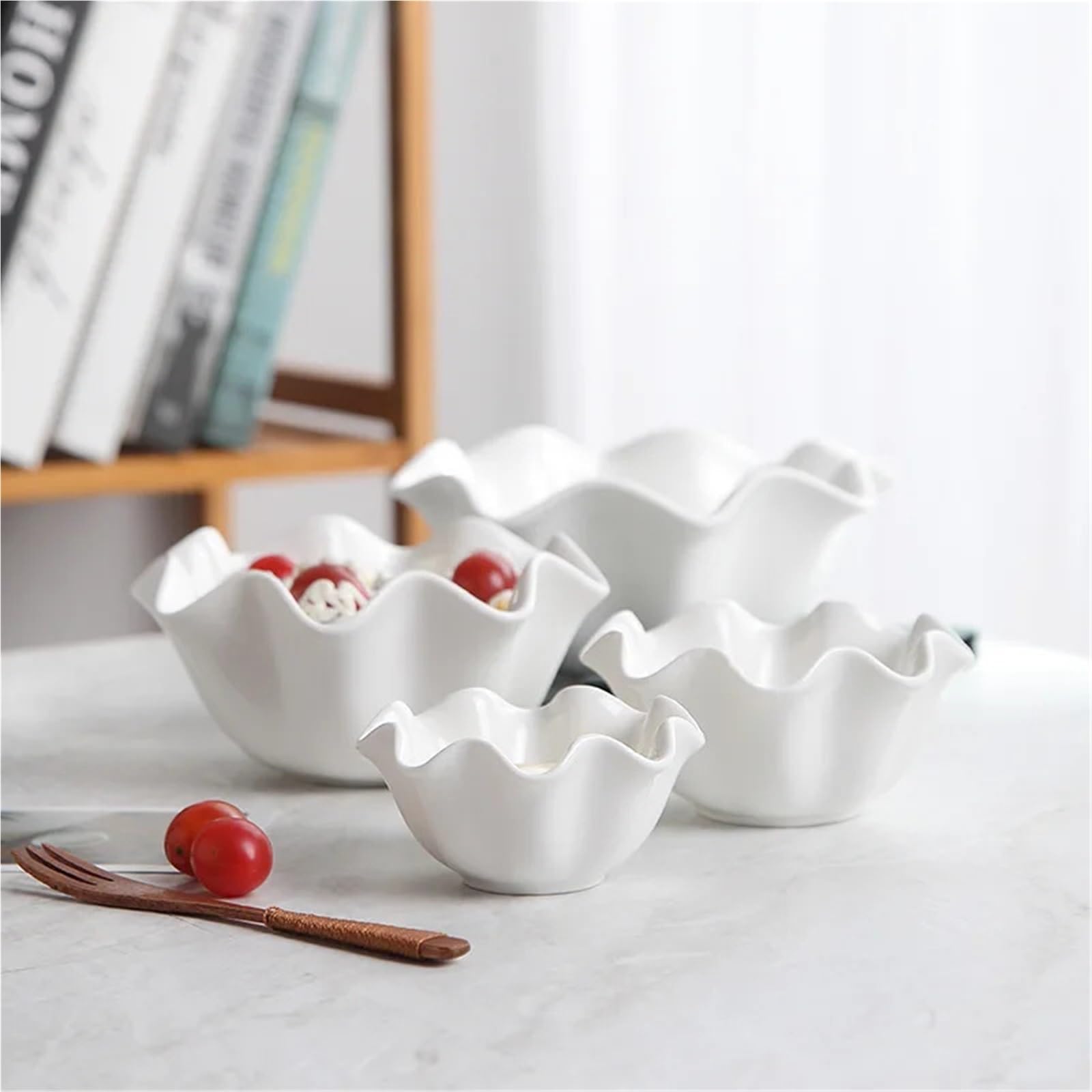 Coppe Gelato 2 pezzi in ceramica tazza for insalata di frutta ciotola for gelato bianca piatto di pasta occidentale for la casa cucina dessert ciotola for snack di frutta secca Per Dessert(15.5*7cm)