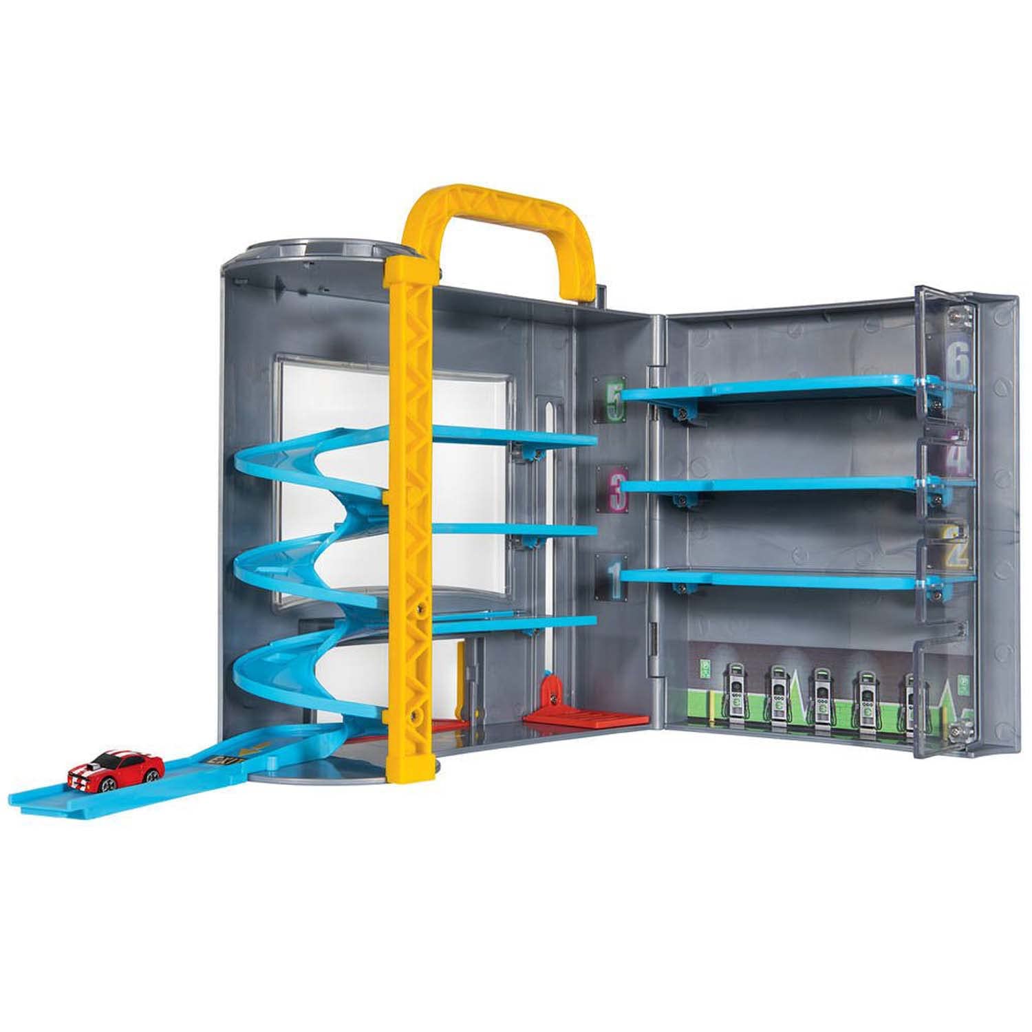 Bandai - Micro Machines – Garage Park N Go – Transportgarage und EIN Exklusives Fahrzeug inklusive – Universum zur Aufbewahrung und zum Spielen Micro Machines – JW0041
