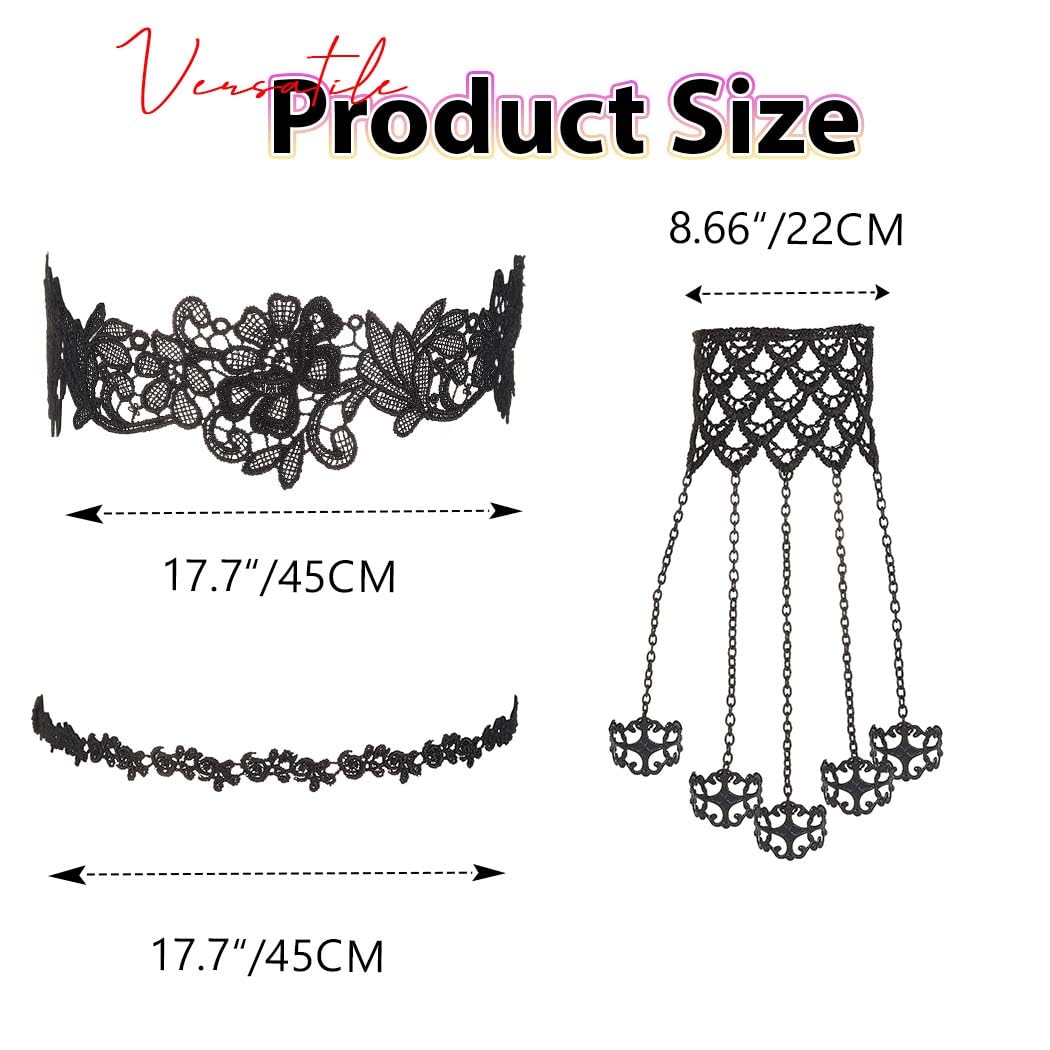 Black Lace Garter with Claw Chain Gothic Finger Nails Tip Claw Rings and Thigh Garters Floral Garter for Women: 2