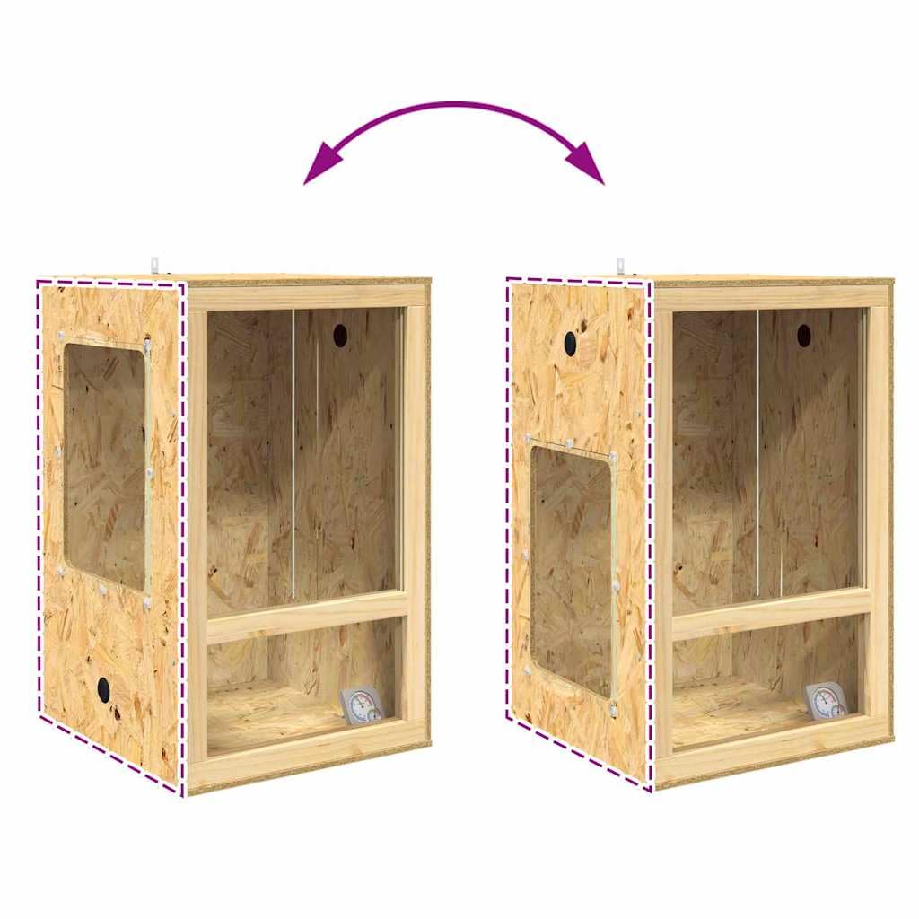 vidaXL Terrario Marrone 50 x 50 x 80 cm OSB, Terrario rustico quadrato, habitat in vetro versatile, gabbia resistente, casa per animali domestici