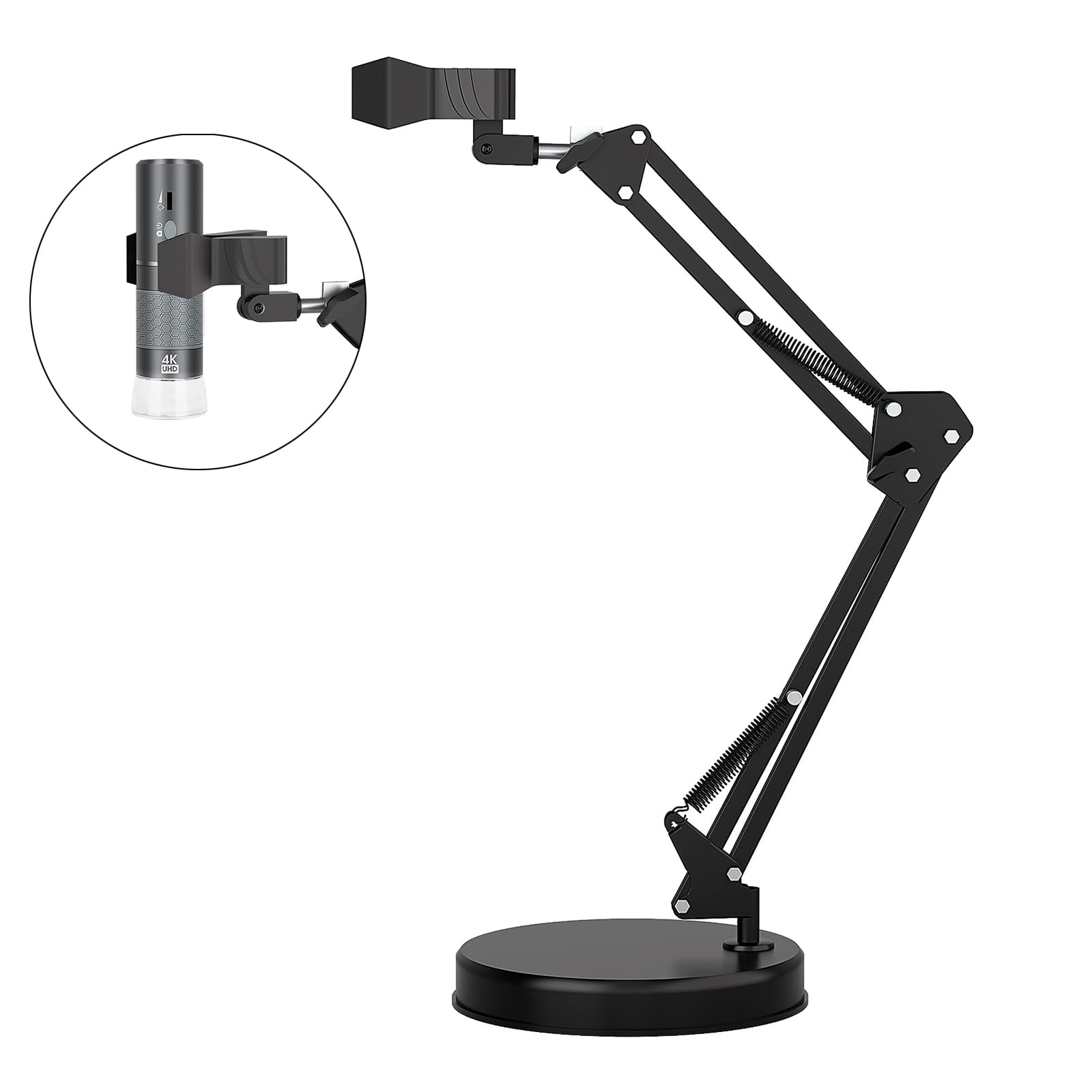 Max 21" Supporto universale regolabile per microscopi digitali - Braccio girevole a 360°, morsetto da tavolo incluso - Supporta microscopi USB/WiFi fino a 6 cm di diametro - Ideale per laboratorio
