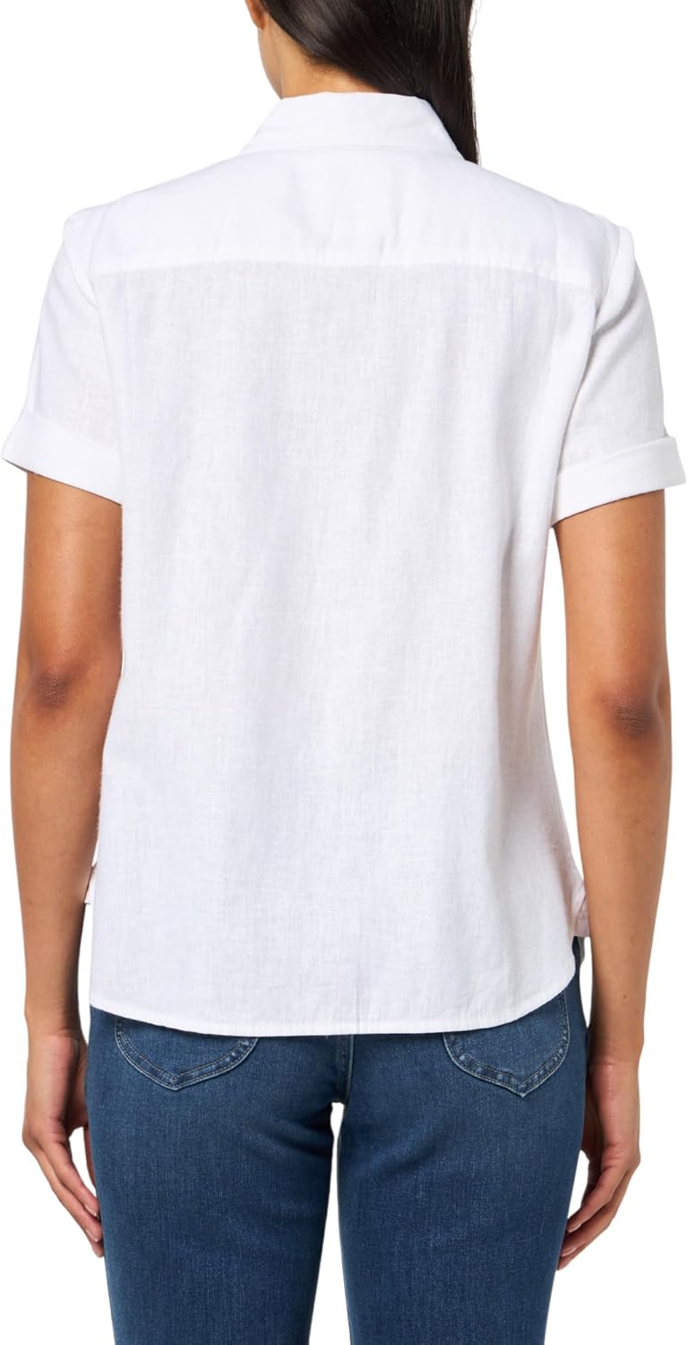 Nautica Womens Short Sleeve Linen Blend Button Up Collared Camp Shirt - Image 2