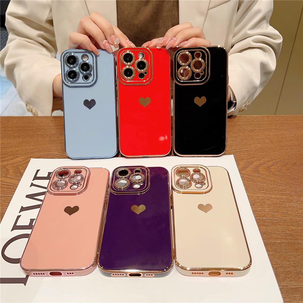 IMEIKONST Cover per iPhone 15 Pro Max Amore Cuore per Donna Placcatura TPU Silicone Flessibile Morbido Antiurto Resistente ai graffi Sottile Case Custodia per iPhone 15 Pro Max 6.7. Bianco AX1