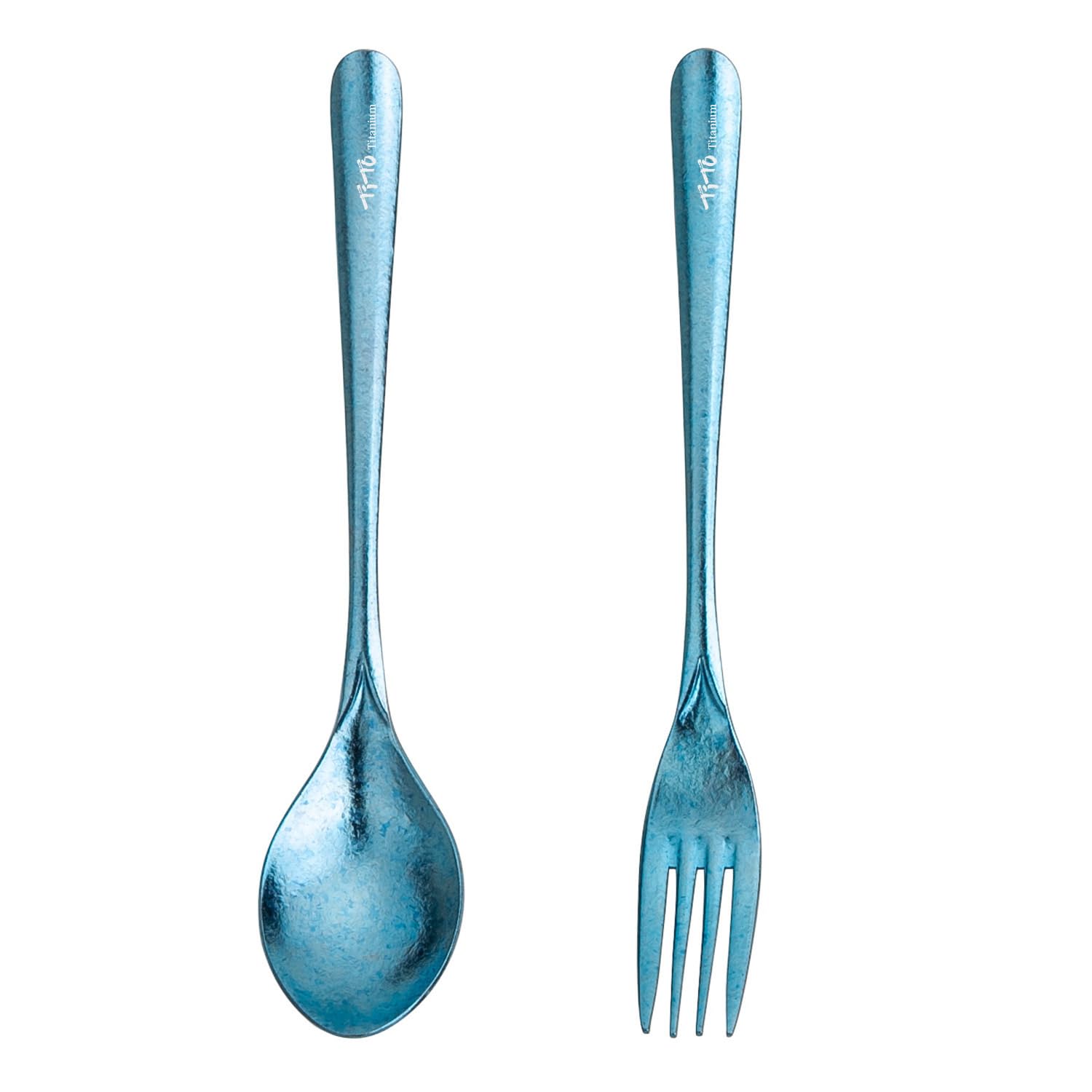TiTo Titanium Cutlery Set, Lightweight Pure Titanium Fork & Spoon, Portable Reusable Flatware for Home, Restaurant, Outdoor, Camping, Party Trip,
