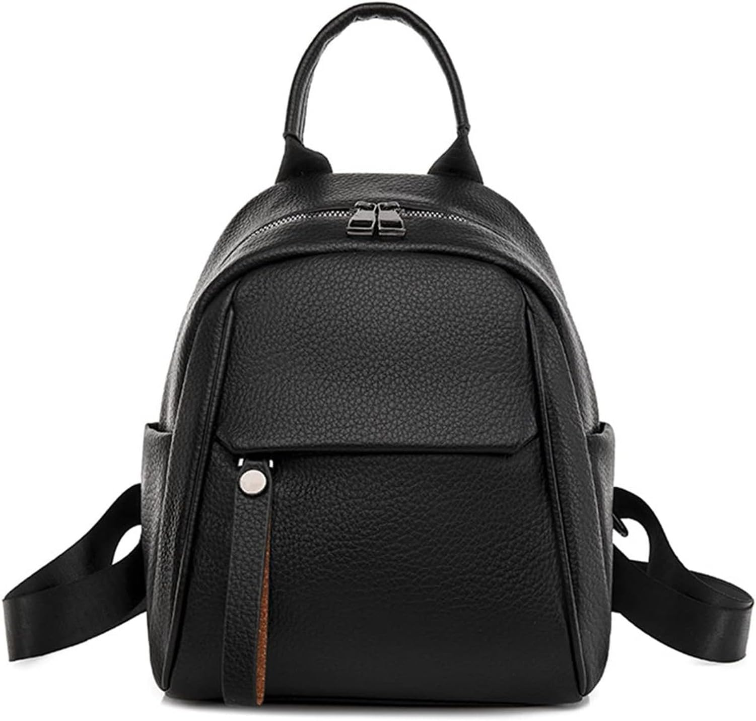 AIEIJJH Women Small Leather Backpack Purse Pu Casual School Bag Book Rucksack for Teenage Girls Daypack Travel Handbag, Black,small