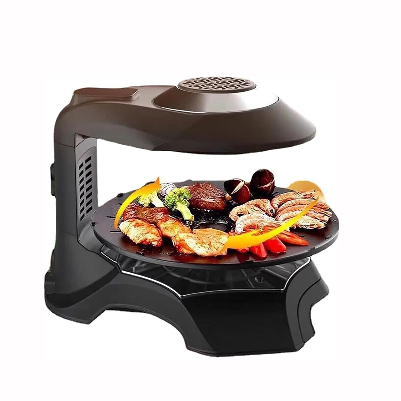 YXZQLOZ Smokeless Electric Griddle, Smokeless Electric Grill Indoor with Timing Function Automatic Rotation And Removable Baking Pan