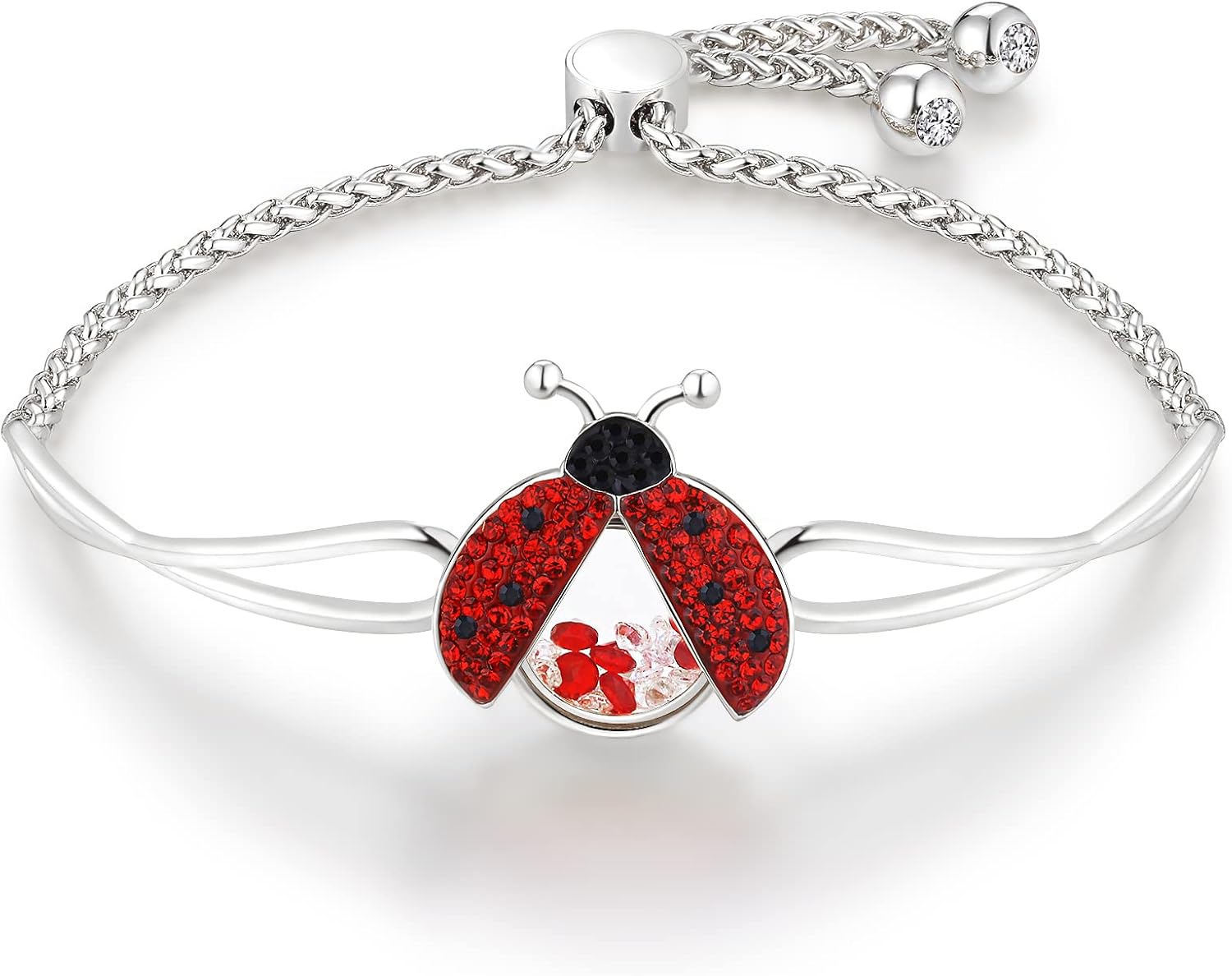 superchic Ladybug Bracelet Cute Cubic Zirconia with floating Crystals for Women Teen Girl Kids Halloween Party Birthday Gifts