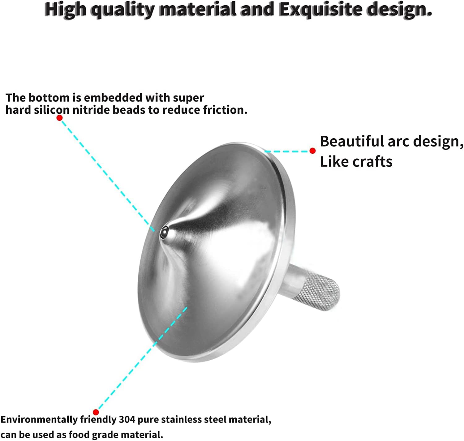 Stainless Steel Spinning Top, Premium Exquisite Perfect Balance Well Made Metal Desk EDC Little Toy, Spin Long Time, Easily Exceeds 6 minutes, Great Value (S/Silver) - Image 4