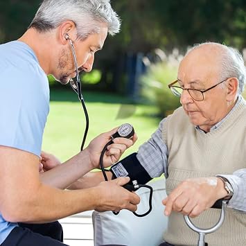 Dixie EMS Aneroid Sphygmomanometer and Dual Head Stethoscope Set with Adult Size Blood Pressure Cuff, Calibration Key and Carrying Case Black