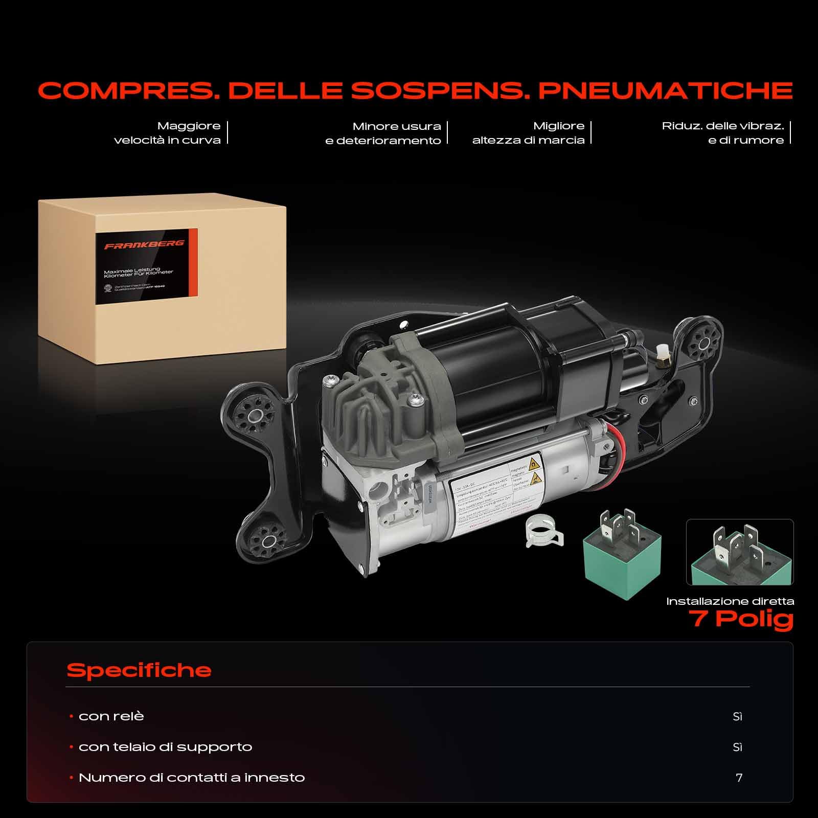 Frankberg Controllo del livello del compressore delle sospensioni pneumatiche Compatibile con X5 F15 F85 2013-2018 X6 F16 F86 2014-2019 Sostituisci# 37206875177