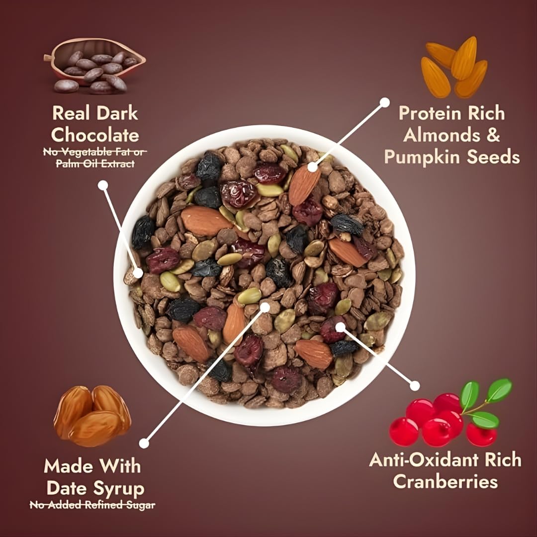 Yolo Roots Raw Chia Seeds 200g + Whey Dark Chocolate Muesli 400g Combo | 17% Whey Protein | No Added Sugar | High-Protein Breakfast & Superfood Seeds Pack of 2 4
