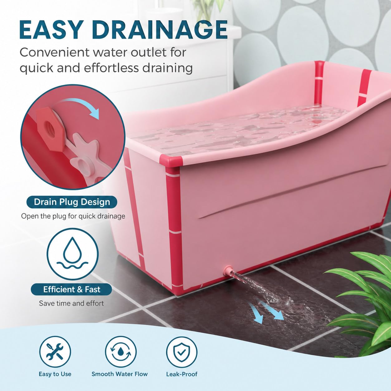 Vasca D'Acqua Mobile, Vasca Da Bagno Pieghevole Indipendente, Rettangolare Portatile Ad Alta Capacità Per Adulti Bambini Animali Domestici Grandi Green-C