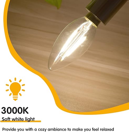 Miniatura 7 de EQ Lighting Bombilla LED E12 Edison, 4 W, igual a 40 W, bombillas de candelabro de 2700 K, luz blanca cálida, bombilla LED T6 T25 regulable,