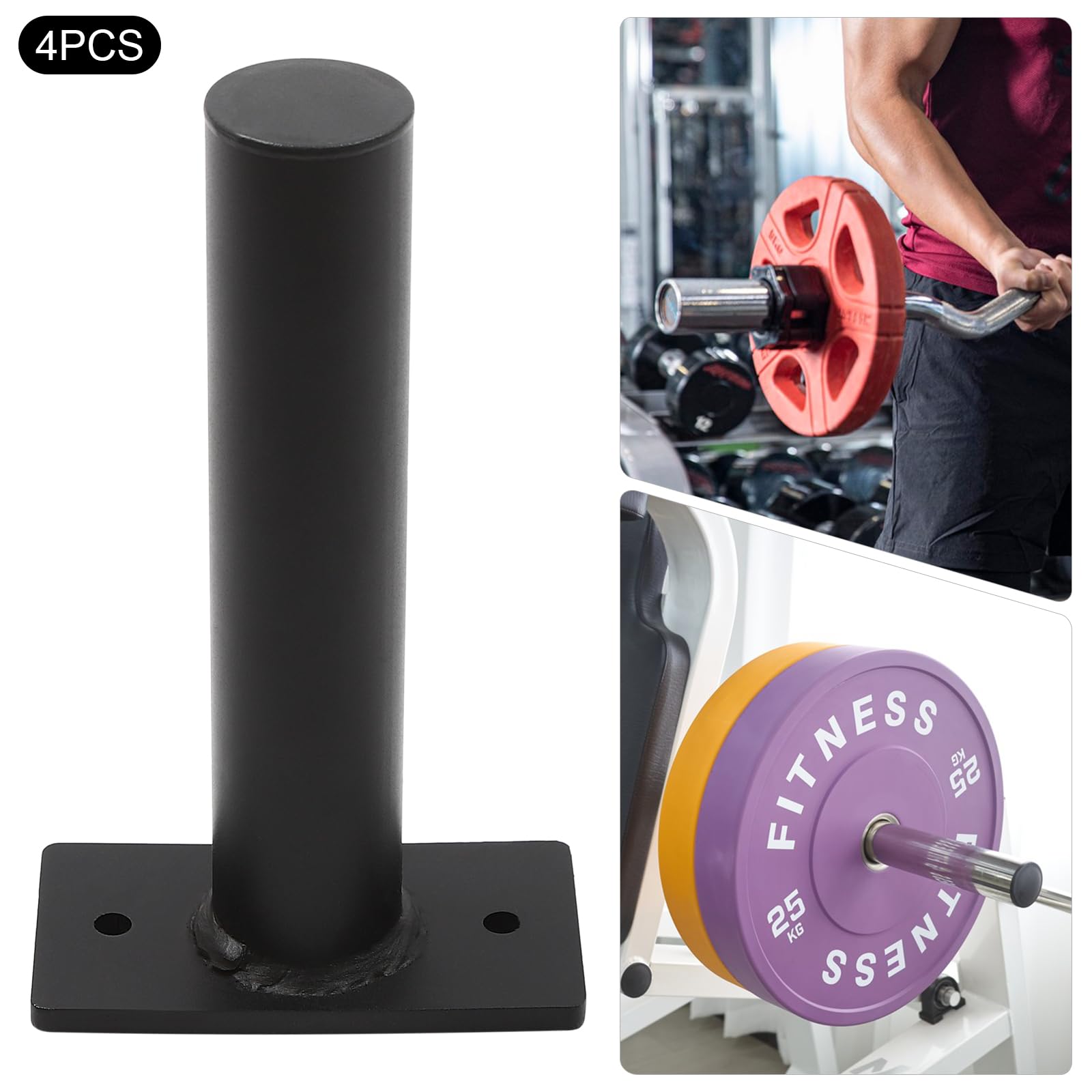 Hantelscheibenständer, Wandmontierter Hantelscheibenhalter zur Aufbewahrung von Hantelscheiben, 4* Halter für Hantelscheiben, für den Einsatz zu Hause, im Fitnessstudio usw